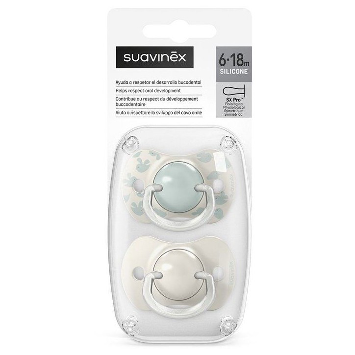 Lot de 2 sucettes symétriques - SUAVINEX - Birdies - SX Pro - 6 a 18 mois - Vert Lot de 2 sucettes symétriques - SUAVINEX - Birdies - SX Pro - 6 a 18 mois - Vert