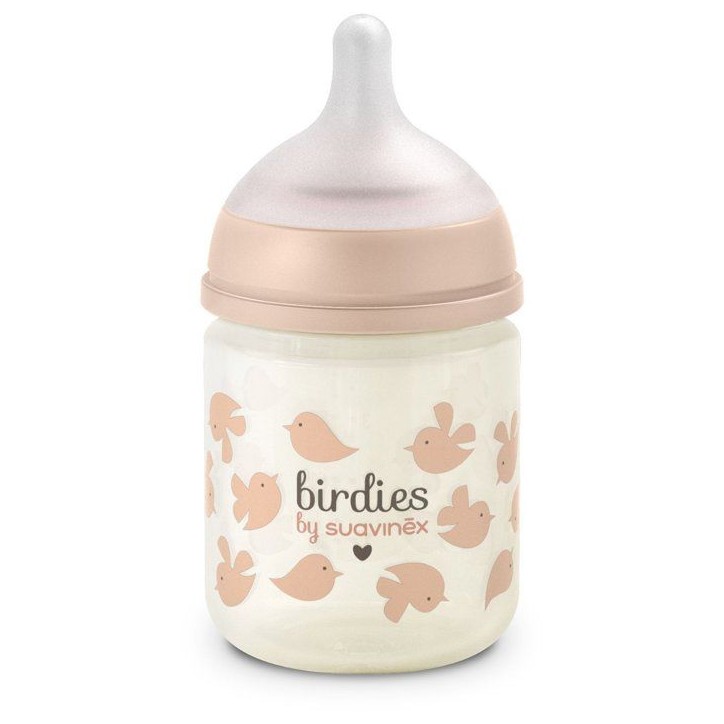 Biberon verre - SUAVINEX - Birdies - Tétine SX Pro XS - 120 ml - 0 a 3 mois - Rose Biberon verre - SUAVINEX - Birdies - Tétine SX Pro XS - 120 ml - 0 a 3 mois - Rose