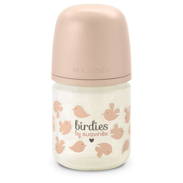 Biberon verre - SUAVINEX - Birdies - Tétine SX Pro XS - 120 ml - 0 a 3 mois - Rose Biberon verre - SUAVINEX - Birdies - Tétine SX Pro XS - 120 ml - 0 a 3 mois - Rose