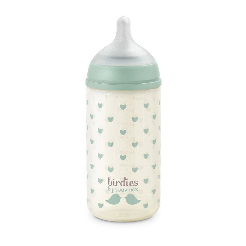 Biberon verre - SUAVINEX - Birdies - Tétine SX Pro S - 240 ml - 3 a 6