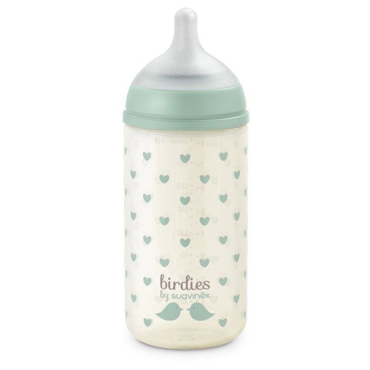 Biberon verre - SUAVINEX - Birdies - Tétine SX Pro S - 240 ml - 3 a 6 mois- Vert Biberon verre - SUAVINEX - Birdies - Tétine SX Pro S - 240 ml - 3 a 6 mois- Vert