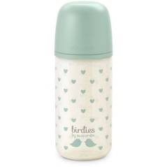Biberon verre - SUAVINEX - Birdies - Tétine SX Pro S - 240 ml - 3 a 6 mois- Vert