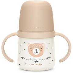 Biberon avec anses - SUAVINEX - NIGHT&DAY WILD&FREE - 150 ml - 6 mois et plus - Marron