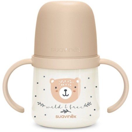 Biberon avec anses - SUAVINEX - NIGHT&DAY WILD&FREE - 150 ml - 6 mois et plus - Marron