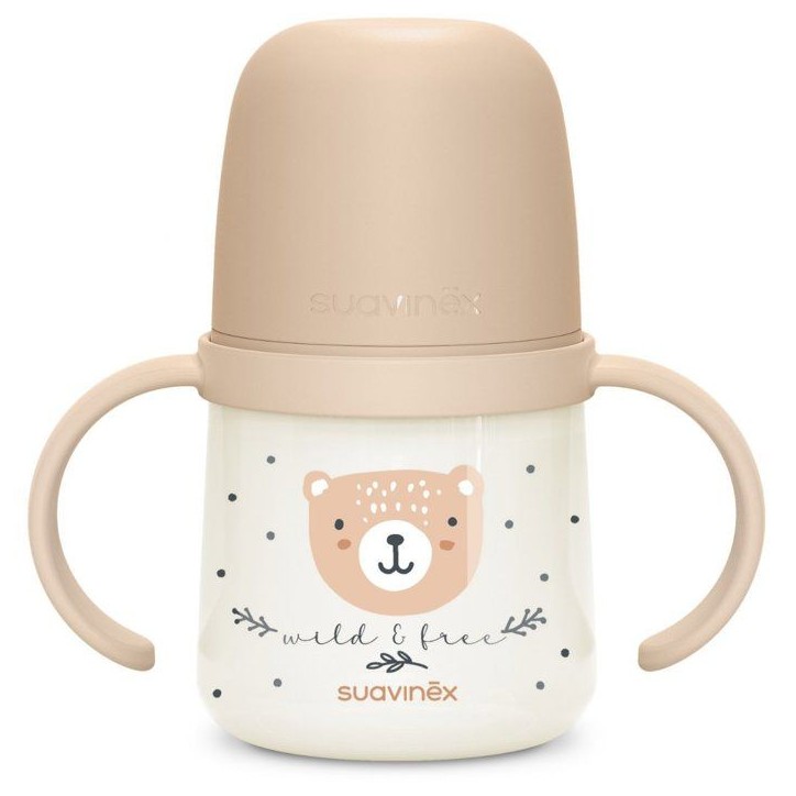 Biberon avec anses - SUAVINEX - NIGHT&DAY WILD&FREE - 150 ml - 6 mois et plus - Marron Biberon avec anses - SUAVINEX - NIGHT&DAY WILD&FREE - 150 ml - 6 mois et plus - Marron