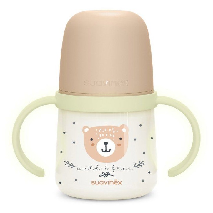 Biberon avec anses - SUAVINEX - NIGHT&DAY WILD&FREE - 150 ml - 6 mois et plus - Marron Biberon avec anses - SUAVINEX - NIGHT&DAY WILD&FREE - 150 ml - 6 mois et plus - Marron