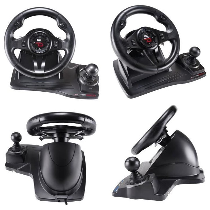 Volant de course - SUPERDRIVE - GS550 - Avec pédalier - Levier de vitesses - Vibrations - Multi-plateformes Volant de course - SUPERDRIVE - GS550 - Avec pédalier - Levier de vitesses - Vibrations - Multi-plateformes