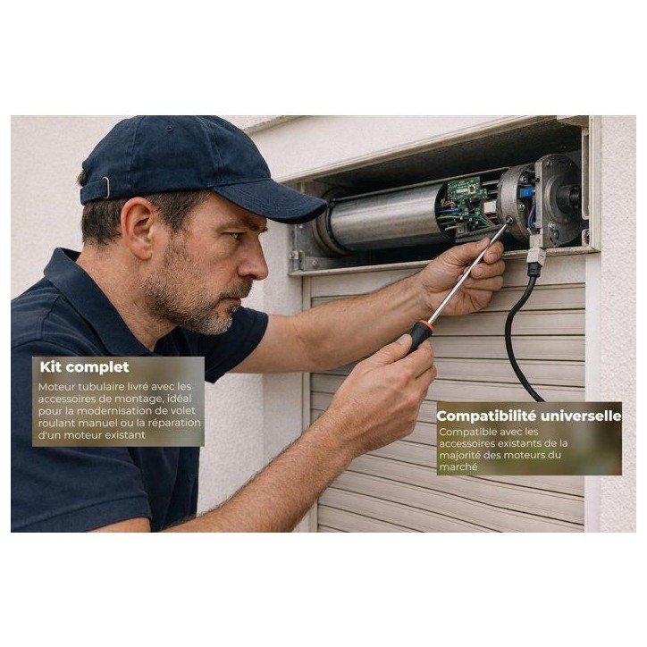 Moteur volet roulant radio + télécommande RM10MMB - SUPERROLLO - SR20915 - Diametre 60 mm - 10 Nm - Poids max tablier 22 kg Moteur volet roulant radio + télécommande RM10MMB - SUPERROLLO - SR20915 - Diametre 60 mm - 10 Nm - Poids max tablier 22 kg