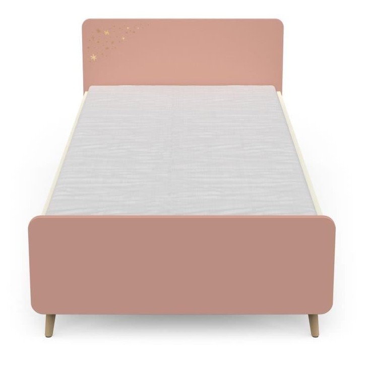 Ensemble Lit et table de chevet - SUZIE - 90 x 190 cm - Chene / Abricot - DEMEYERE Ensemble Lit et table de chevet - SUZIE - 90 x 190 cm - Chene / Abricot - DEMEYERE