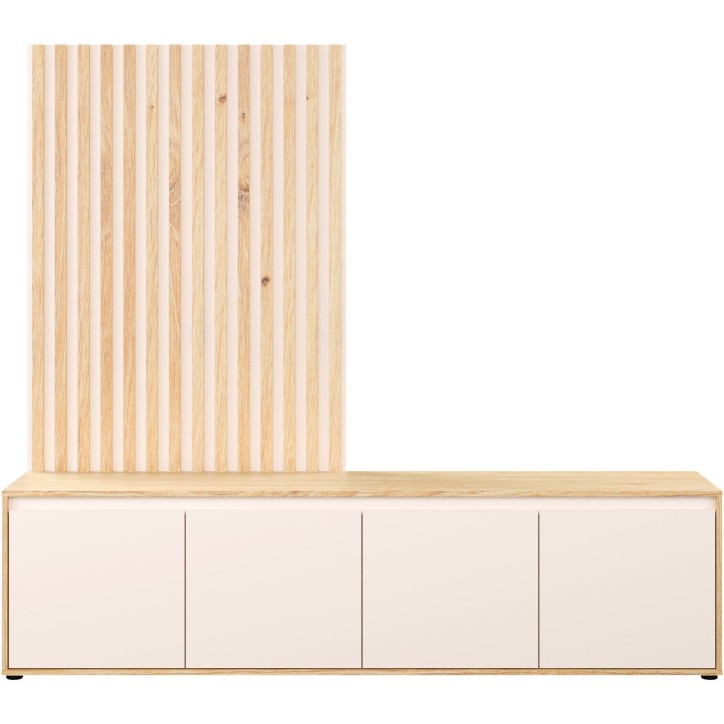 Meuble TV paroi - SKELPE - Sable / Chene - 4 portes - 188,3 x 42 x 169,7 cm Meuble TV paroi - SKELPE - Sable / Chene - 4 portes - 188,3 x 42 x 169,7 cm