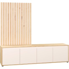 Meuble TV paroi - SKELPE - Sable / Chene - 4 portes - 188,3 x 42 x 169