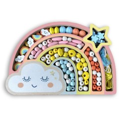 Coffret de perles en bois - SYCOMORE - Arc-en-ciel - Des 4 ans