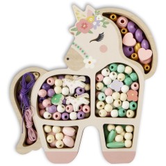 Coffret de perles en bois - SYCOMORE - Licorne - Des 4 ans
