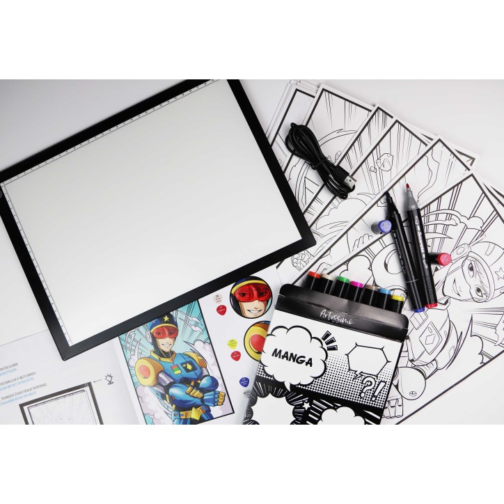 Tablette lumineuse XXL et atelier marqueurs - SYCOMORE - Artissimo - Manga - Des 10 ans