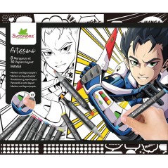 Coffret créatif - SYCOMORE - Layout et marqueurs - Manga Garçon - De