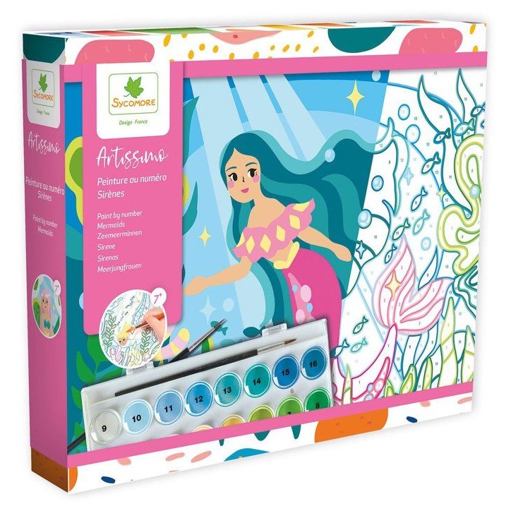 Kit créatif Peinture au numéro - SYCOMORE - Artissimo - Sirenes - Des 7 ans Kit créatif Peinture au numéro - SYCOMORE - Artissimo - Sirenes - Des 7 ans