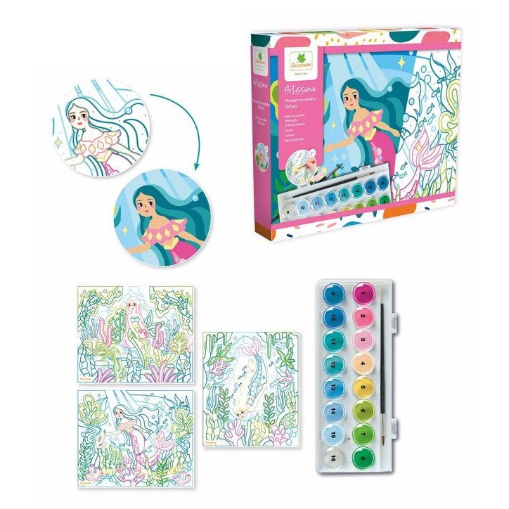 Kit créatif Peinture au numéro - SYCOMORE - Artissimo - Sirenes - Des 7 ans Kit créatif Peinture au numéro - SYCOMORE - Artissimo - Sirenes - Des 7 ans
