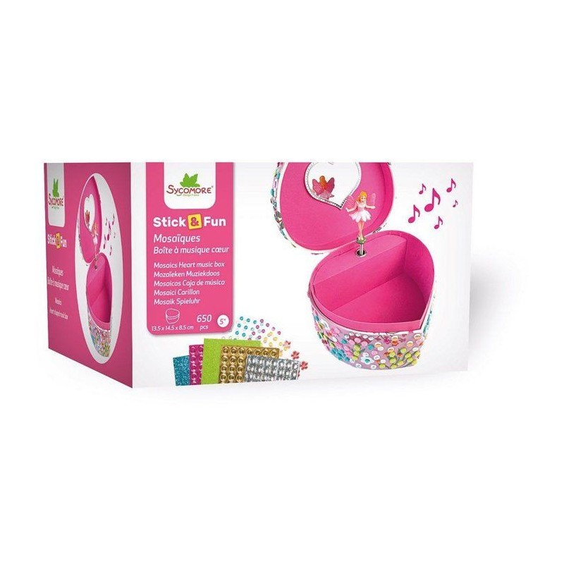 3D Mosaiques - SYCOMORE - Stick'N Fun - Boîte a musique coeur - Des 5