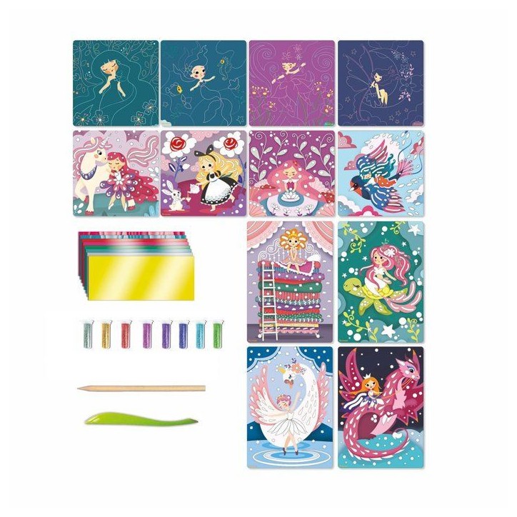 Tableaux a gratter et décorer - SYCOMORE - Contes magiques - Multicolores Tableaux a gratter et décorer - SYCOMORE - Contes magiques - Multicolores
