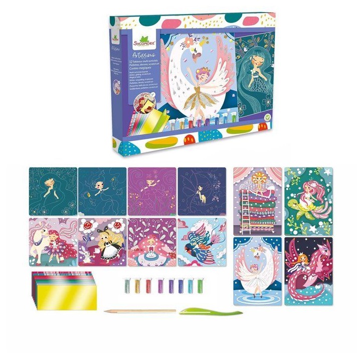 Tableaux a gratter et décorer - SYCOMORE - Contes magiques - Multicolores Tableaux a gratter et décorer - SYCOMORE - Contes magiques - Multicolores