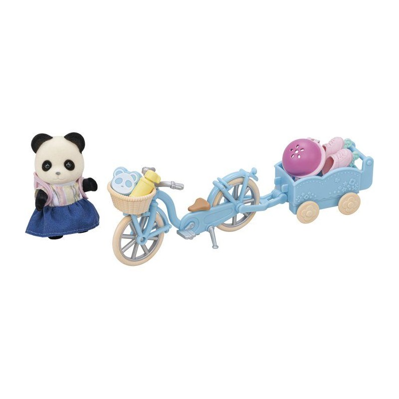 La fille panda, son vélo et sa remorque - Sylvanian Families - 5652