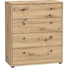 Commode TEMPRA 4 Tiroirs - Décor Chene Artisan – L 73,7 × P 34,8
