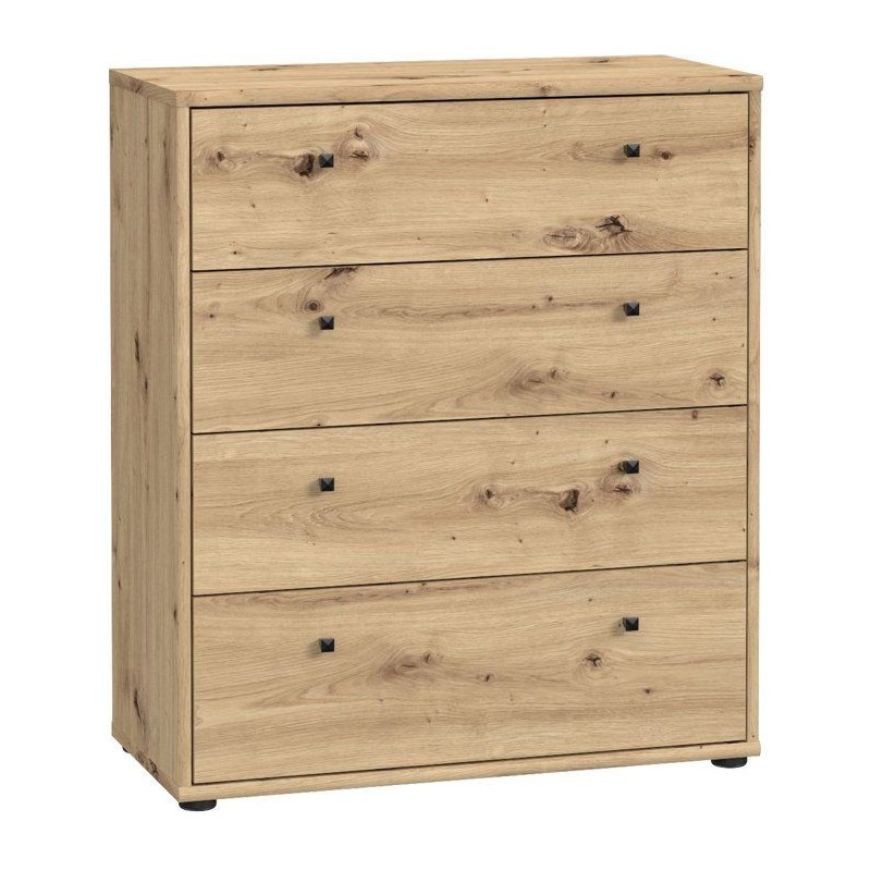 Commode TEMPRA 4 Tiroirs - Décor Chene Artisan – L 73,7 × P 34,8