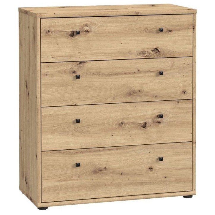 Commode TEMPRA 4 Tiroirs - Décor Chene Artisan – L 73,7 × P 34,8 × H 85,5 cm Commode TEMPRA 4 Tiroirs - Décor Chene Artisan – L 73,7 × P 34,8 × H 85,5 cm