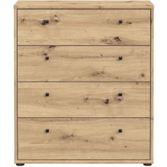 Commode TEMPRA 4 Tiroirs - Décor Chene Artisan – L 73,7 × P 34,8