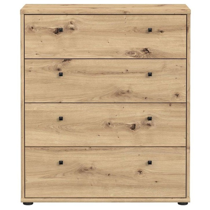 Commode TEMPRA 4 Tiroirs - Décor Chene Artisan – L 73,7 × P 34,8 × H 85,5 cm Commode TEMPRA 4 Tiroirs - Décor Chene Artisan – L 73,7 × P 34,8 × H 85,5 cm