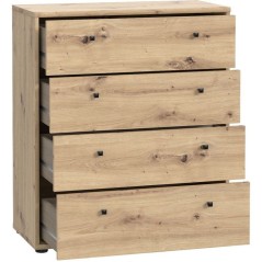 Commode TEMPRA 4 Tiroirs - Décor Chene Artisan – L 73,7 × P 34,8