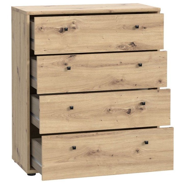 Commode TEMPRA 4 Tiroirs - Décor Chene Artisan – L 73,7 × P 34,8 × H 85,5 cm Commode TEMPRA 4 Tiroirs - Décor Chene Artisan – L 73,7 × P 34,8 × H 85,5 cm