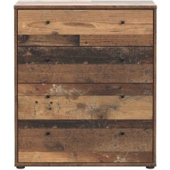 Commode TEMPRA 4 Tiroirs - Décor vieux bois – L 73,7 × P 34,8 × H