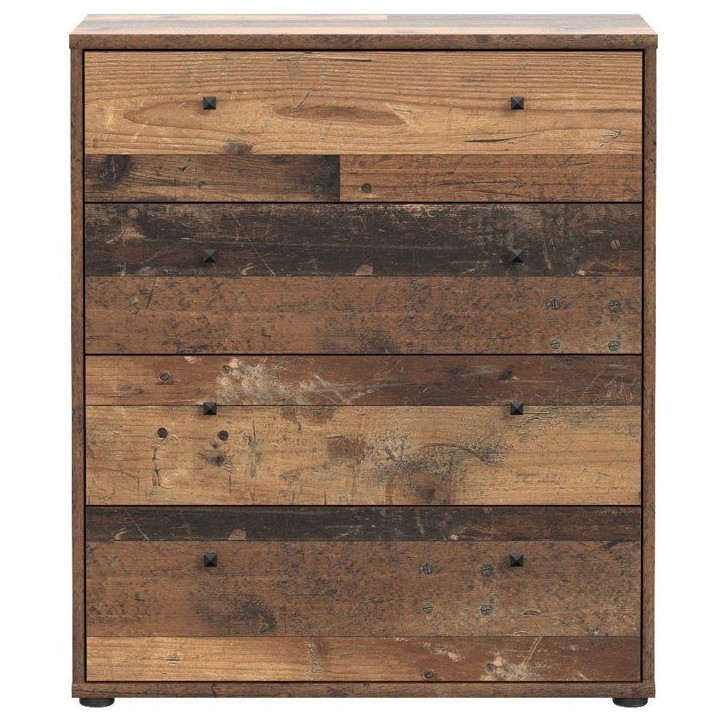 Commode TEMPRA 4 Tiroirs - Décor vieux bois – L 73,7 × P 34,8 × H 85,5 cm Commode TEMPRA 4 Tiroirs - Décor vieux bois – L 73,7 × P 34,8 × H 85,5 cm