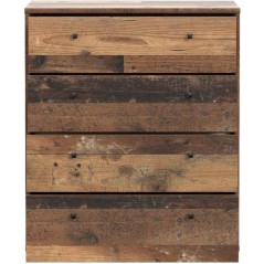 Commode TEMPRA 4 Tiroirs - Décor vieux bois – L 73,7 × P 34,8 × H