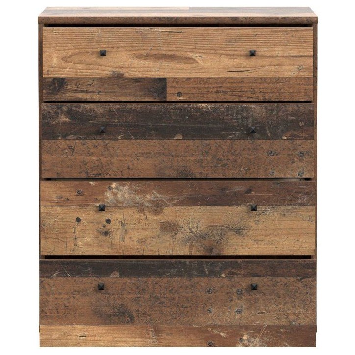 Commode TEMPRA 4 Tiroirs - Décor vieux bois – L 73,7 × P 34,8 × H 85,5 cm Commode TEMPRA 4 Tiroirs - Décor vieux bois – L 73,7 × P 34,8 × H 85,5 cm