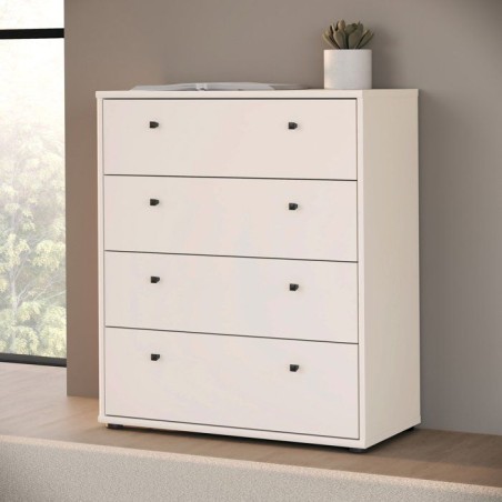 Commode TEMPRA 4 Tiroirs - Décor cachemire – L 73,7 × P 34,8 × H 85,5 cm