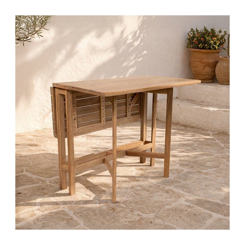 Table de jardin - FERRET - Pliante - Bois d'Acacia FSC - 21/55/90 x 90