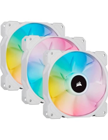 CORSAIR Ventilateur SP Series - White SP120 RGB ELITE - 120mm RGB LED Fan with AirGuide -Triple Pack Lighting Node (CO-9050137-W