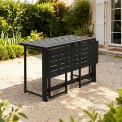 Table de jardin - FERRET - Pliante - Métal - Noir - 98 x 80 x 72 cm -