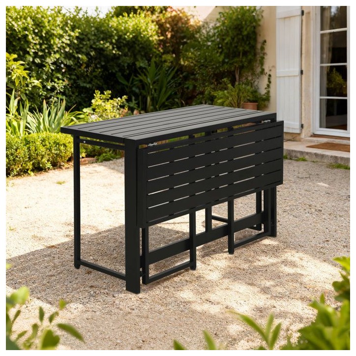 Table de jardin - FERRET - Pliante - Métal - Noir - 98 x 80 x 72 cm - 4 personnes Table de jardin - FERRET - Pliante - Métal - Noir - 98 x 80 x 72 cm - 4 personnes
