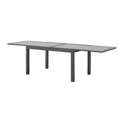 Table de jardin extensible rectangulaire 6 a 10 personnes - Structure aluminium - Plateau verre trempé - L 135-270 x H 75 x P 9