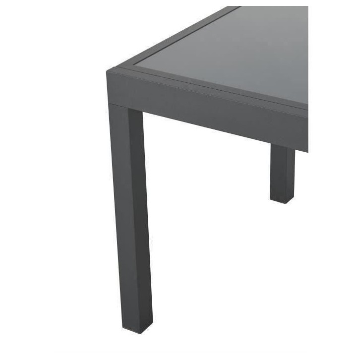 Table de jardin extensible rectangulaire 6 a 10 personnes - Structure aluminium - Plateau verre trempé - L 135-270 x H 75 x P 9 Table de jardin extensible rectangulaire 6 a 10 personnes - Structure aluminium - Plateau verre trempé - L 135-270 x H 75 x P 9