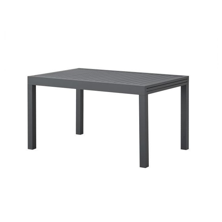 Table de jardin extensible rectangulaire 6 a 10 personnes - Structure aluminium - L 135-270 x P 90 x H 75 cm - Gris foncé Table de jardin extensible rectangulaire 6 a 10 personnes - Structure aluminium - L 135-270 x P 90 x H 75 cm - Gris foncé