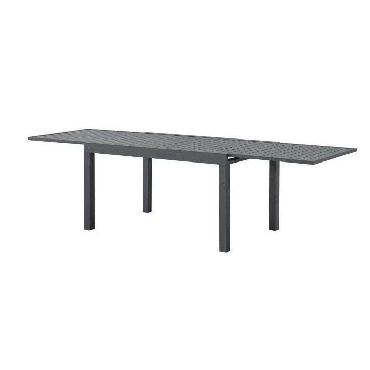 Table de jardin extensible rectangulaire 6 a 10 personnes - Structure aluminium - L 135-270 x P 90 x H 75 cm - Gris foncé Table de jardin extensible rectangulaire 6 a 10 personnes - Structure aluminium - L 135-270 x P 90 x H 75 cm - Gris foncé
