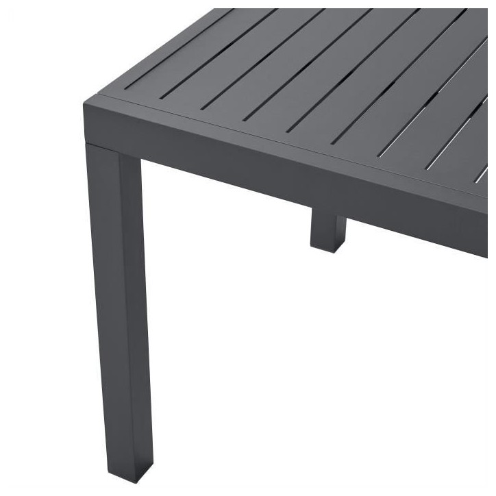 Table de jardin extensible rectangulaire 6 a 10 personnes - Structure aluminium - L 135-270 x P 90 x H 75 cm - Gris foncé Table de jardin extensible rectangulaire 6 a 10 personnes - Structure aluminium - L 135-270 x P 90 x H 75 cm - Gris foncé