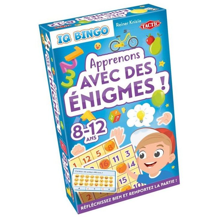 Apprenons avec des énigmes - Jeu de société - TACTIC - IQ Bingo - 2 joueurs - De 8 a 12 ans
