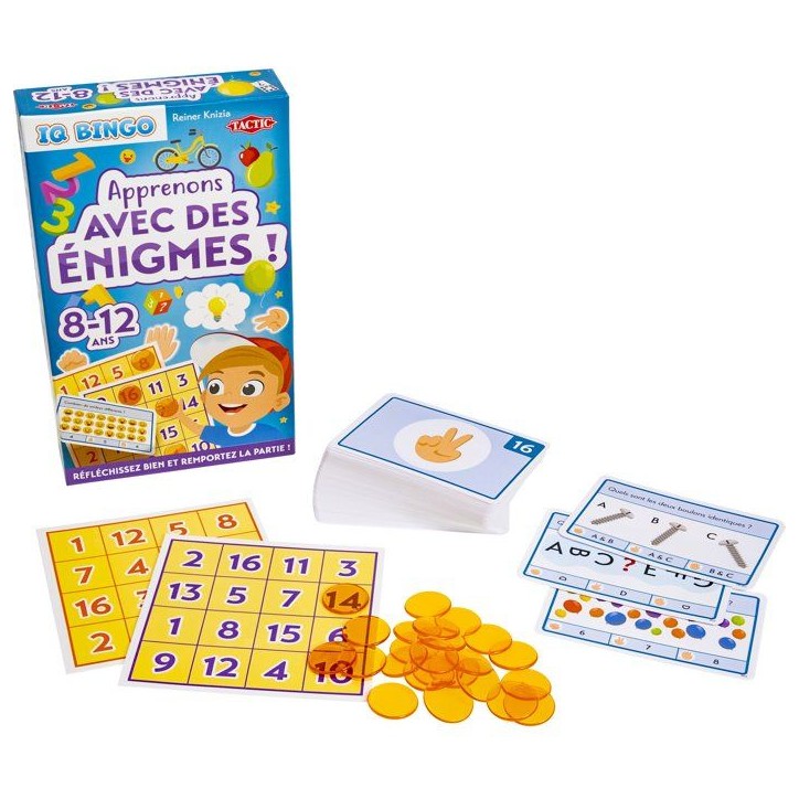Apprenons avec des énigmes - Jeu de société - TACTIC - IQ Bingo - 2 joueurs - De 8 a 12 ans