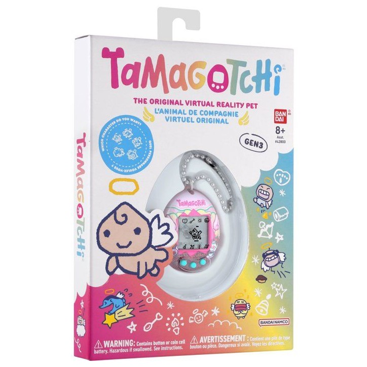 Tamagotchi - BANDAI - Tamagotchi original - Angel Teacup - Animal électronique virtuel avec écran couleur, 3 boutons et jeux Tamagotchi - BANDAI - Tamagotchi original - Angel Teacup - Animal électronique virtuel avec écran couleur, 3 boutons et jeux