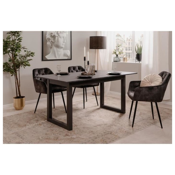 Table extensible Austin 80A - Décor ardoise foncé et anthracite - Allonge de 40 cm incluse - L160-200 x H75 x P90 cm Table extensible Austin 80A - Décor ardoise foncé et anthracite - Allonge de 40 cm incluse - L160-200 x H75 x P90 cm